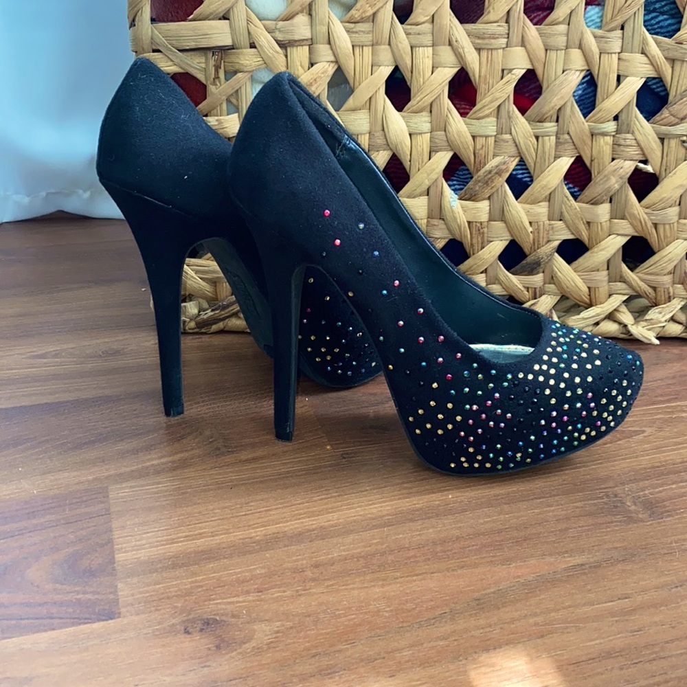 Brash multi color gem heels